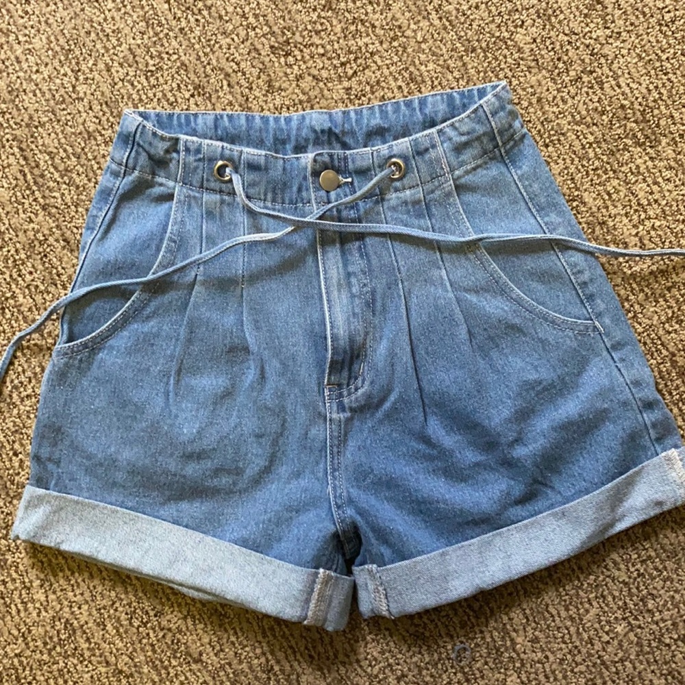 SHEIN Denim Paperbag Style Shorts
